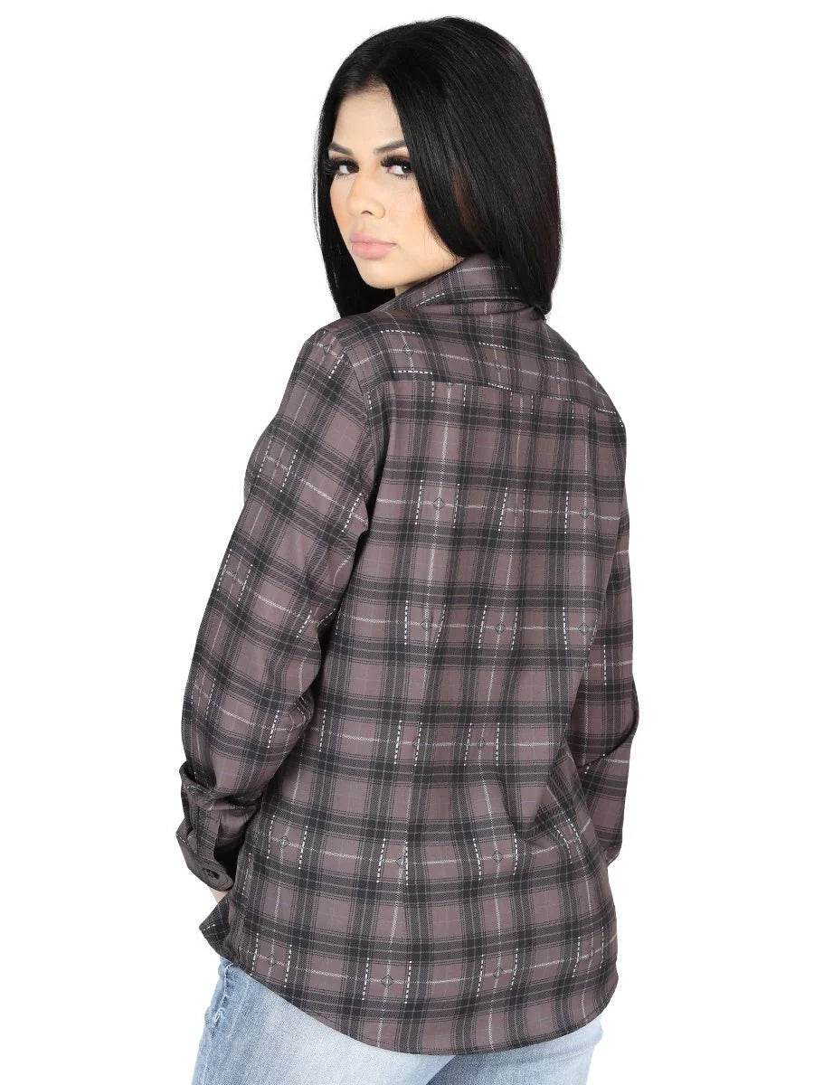 El General Womens  -  Casual Long-Sleeve Shirt - Mocha/Olive 44729