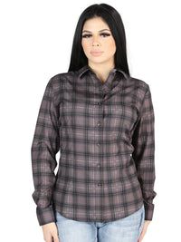 El General Womens  -  Casual Long-Sleeve Shirt - Mocha/Olive 44729