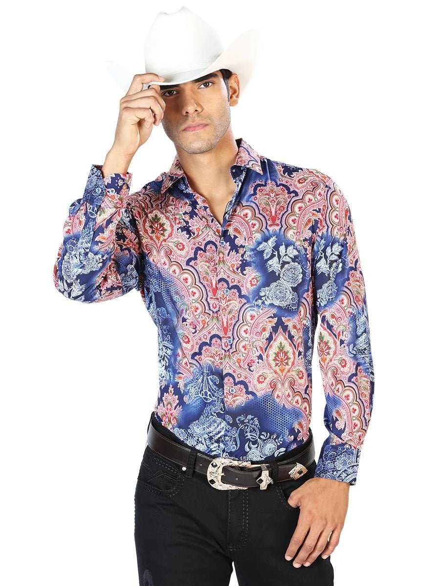 El General - Casual Long Sleeve Shirt - Navy 43580 - OriginalWestern.com