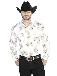 El General - Casual Long Sleeve Shirt - Off White Gold 44064 - OriginalWestern.com