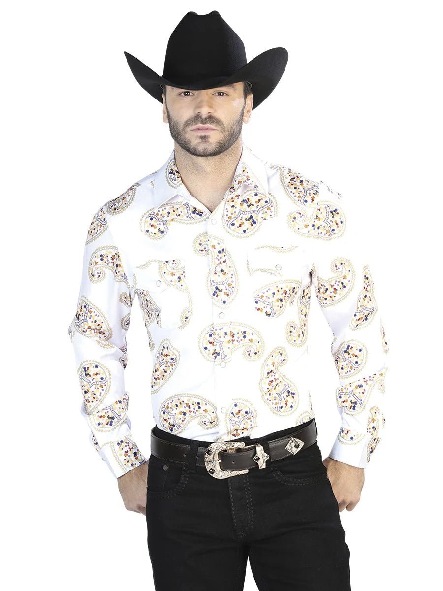 El General - Casual Long Sleeve Shirt - Off White Gold 44064 - OriginalWestern.com