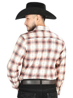 El General - Casual Long Sleeve Shirt - Orange/Beige 44699 - OriginalWestern.com
