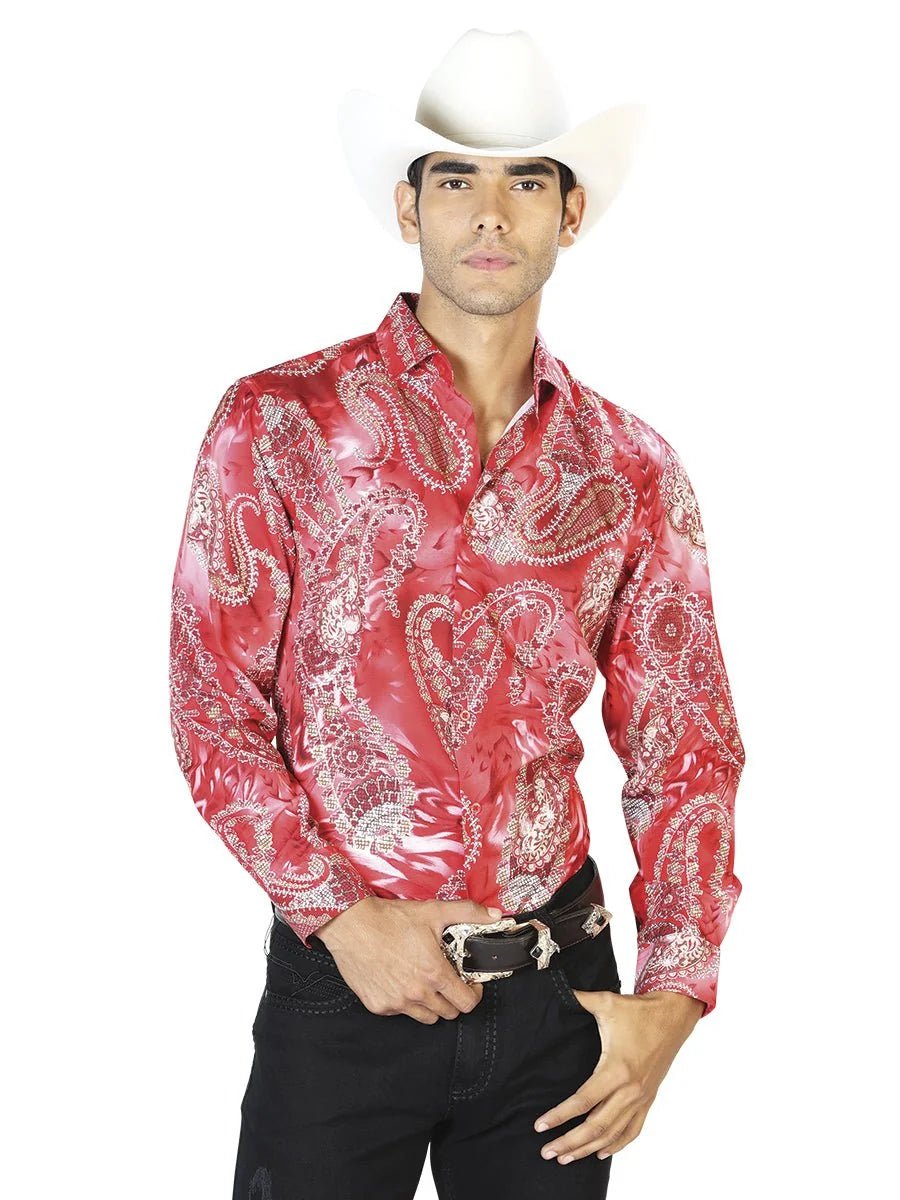 El General - Casual Long Sleeve Shirt - Red 43578 - OriginalWestern.com