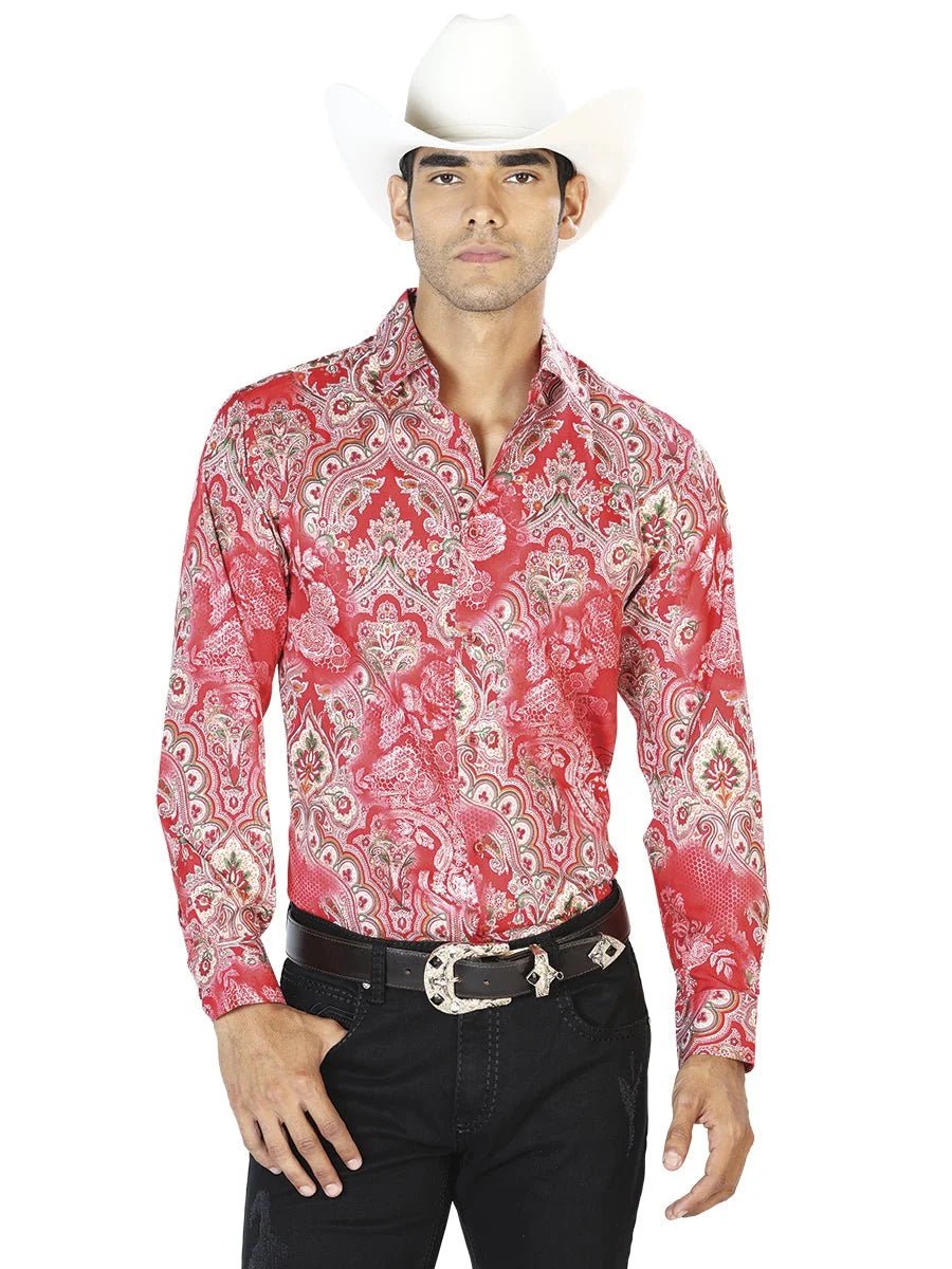 El General - Casual Long Sleeve Shirt - Red 43581 - OriginalWestern.com