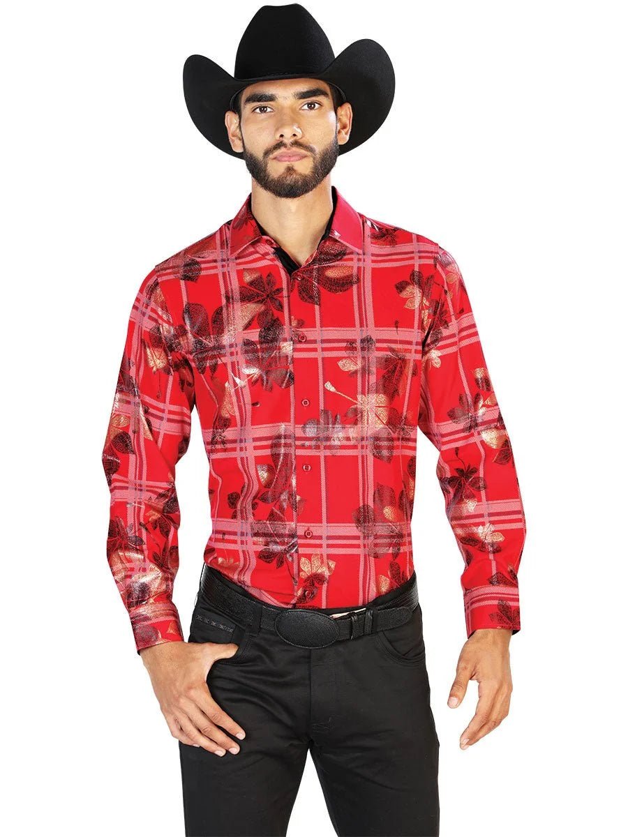 El General - Casual Long Sleeve Shirt - Red 43844 - OriginalWestern.com
