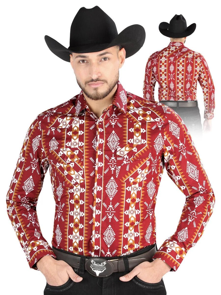El General - Casual Long Sleeve Shirt - Red 44503 - OriginalWestern.com