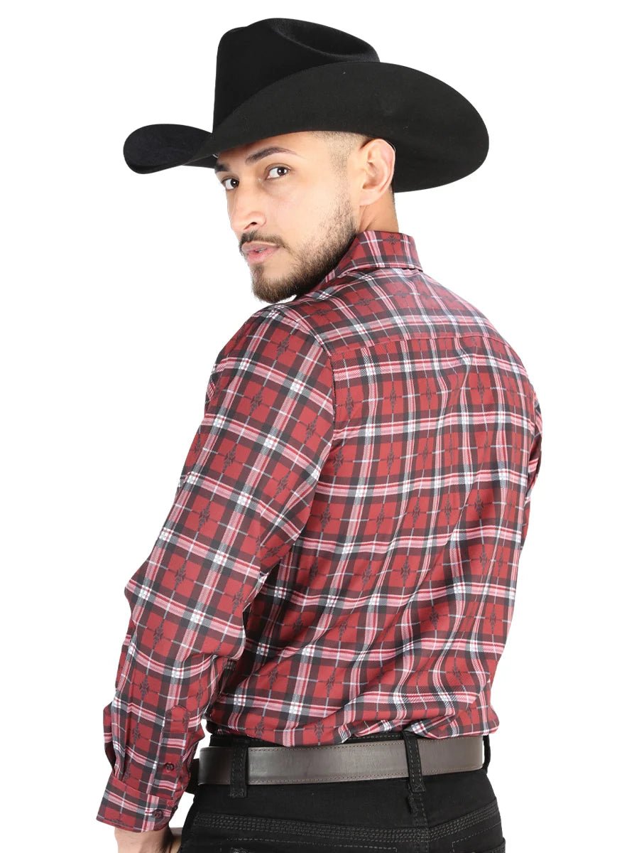 El General - Casual Long Sleeve Shirt - Red 44710 - OriginalWestern.com