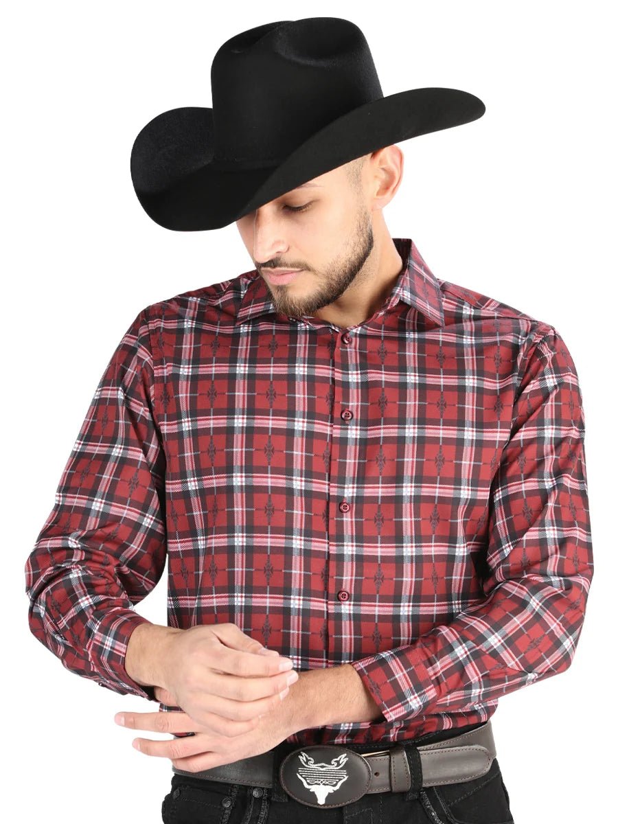 El General - Casual Long Sleeve Shirt - Red 44710 - OriginalWestern.com