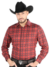El General - Casual Long Sleeve Shirt - Red/Black 44705 - OriginalWestern.com