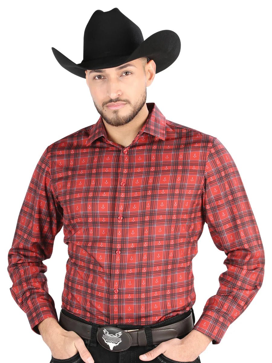 El General - Casual Long Sleeve Shirt - Red/Black 44705 - OriginalWestern.com