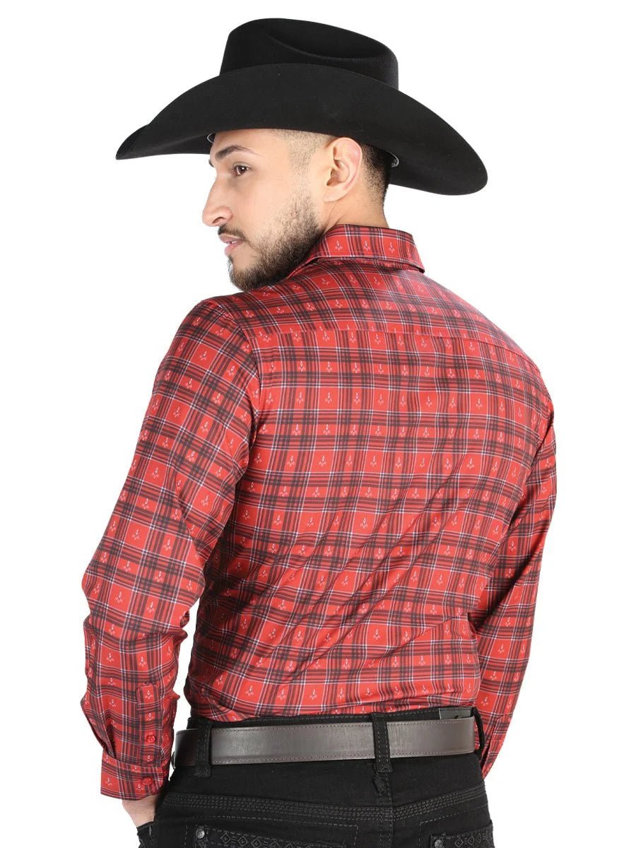 El General - Casual Long Sleeve Shirt -Red/Black 44705 - OriginalWestern.com