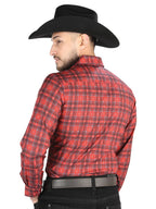 El General - Casual Long Sleeve Shirt - Red/Black 44705 - OriginalWestern.com