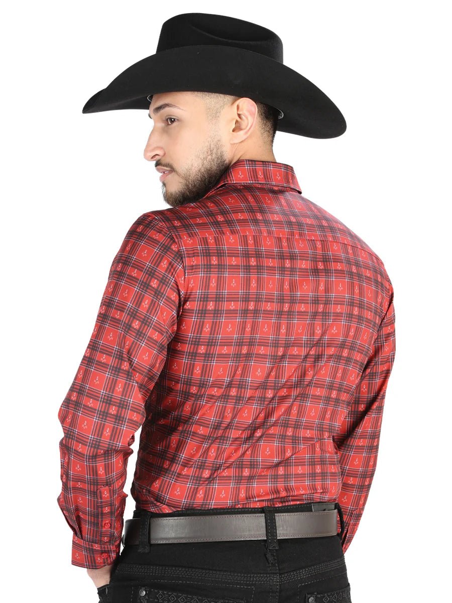 El General - Casual Long Sleeve Shirt - Red/Black 44705 - OriginalWestern.com