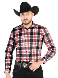 El General - Casual Long-Sleeve Shirt - White/Red 44707 - OriginalWestern.com