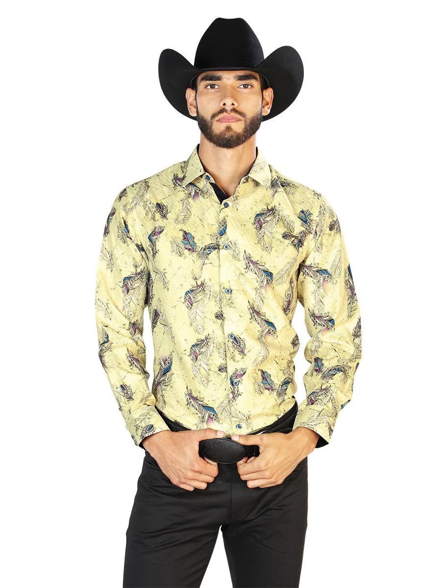 El General - Casual Long Sleeve Shirt - Yellow 43824 - OriginalWestern.com