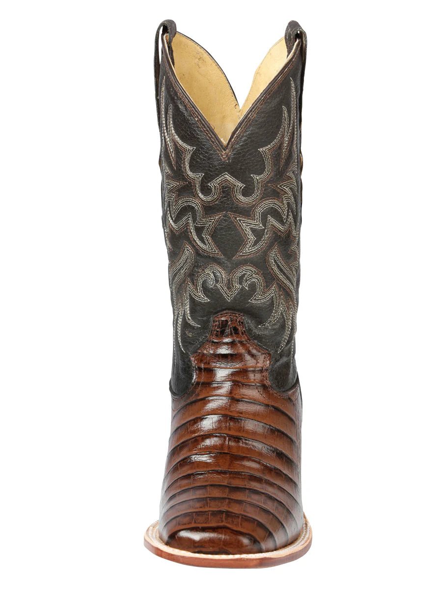El General El Señor de los Cielos Men's Rodeo Boot Imitation Caiman Belly Leather–Brown 44937 - OriginalWestern.com