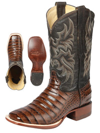 El General El Señor de los Cielos Men's Rodeo Boot Imitation Caiman Belly Leather–Brown 44937 - OriginalWestern.com