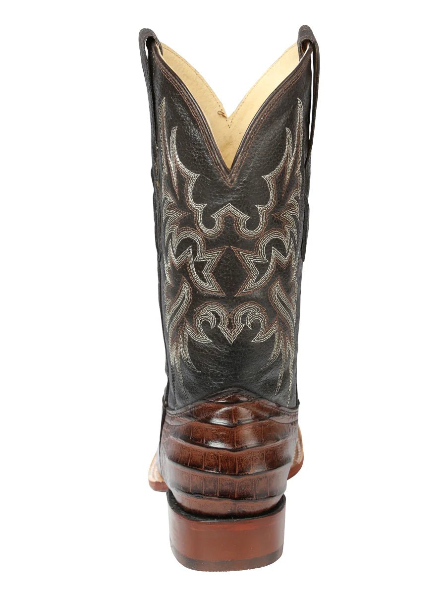El General El Señor de los Cielos Men's Rodeo Boot Imitation Caiman Belly Leather–Brown 44937 - OriginalWestern.com