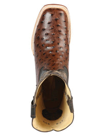 El General El Señor de los Cielos Men's Rodeo Boot Imitation Ostrich Leather–Brown 44934 - OriginalWestern.com