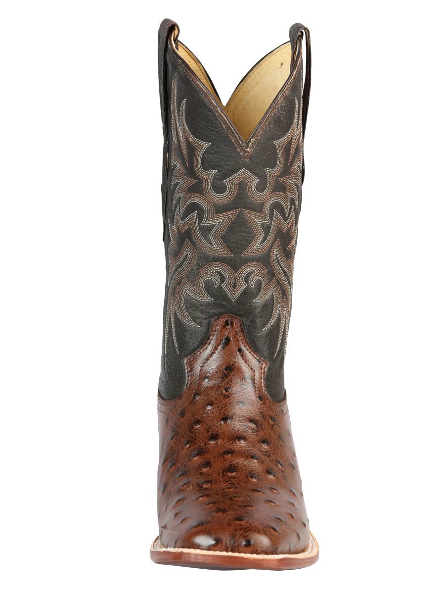 El General El Señor de los Cielos Men's Rodeo Boot Imitation Ostrich Leather–Brown 44934 - OriginalWestern.com