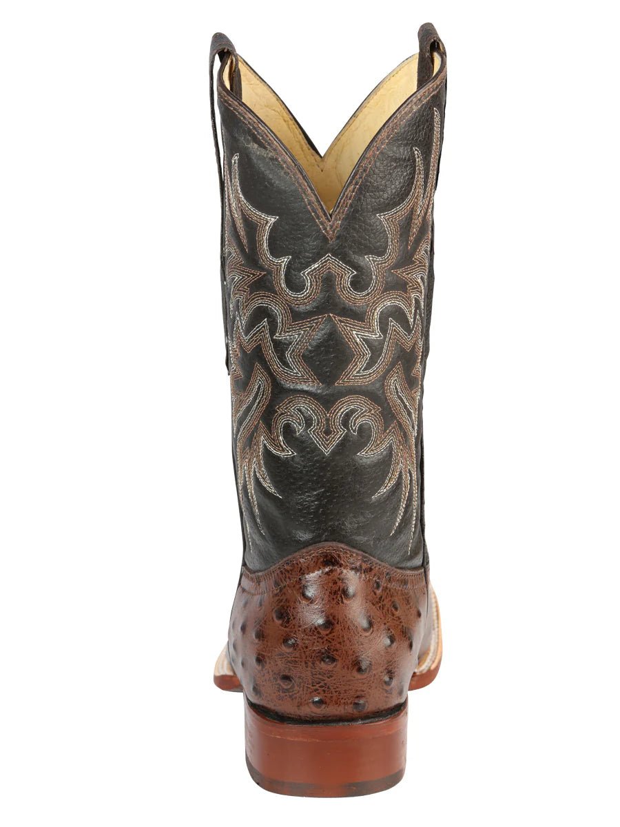 El General El Señor de los Cielos Men's Rodeo Boot Imitation Ostrich Leather–Brown 44934 - OriginalWestern.com