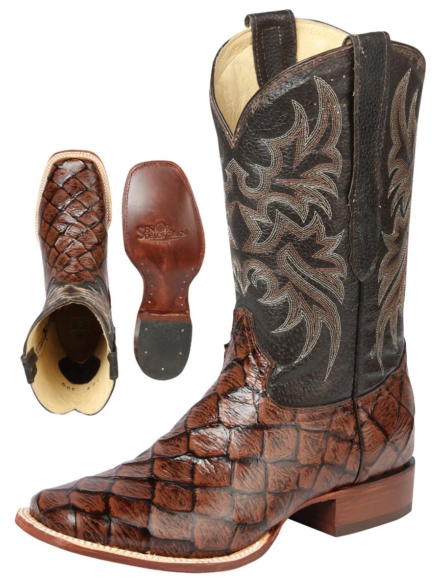 El General El Señor de los Cielos Men's Rodeo Boot Monster Fish Imitation Leather–Brown 44931 - OriginalWestern.com