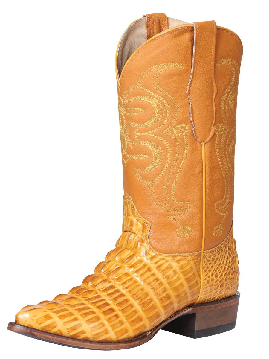 El General El Señor de los Cielos Men's Western Boot Caiman Tail Print Leather Butter 40843 - OriginalWestern.com