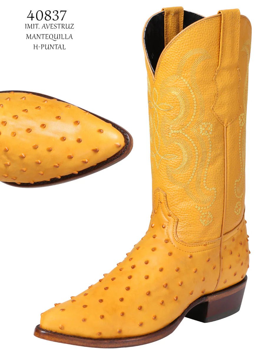 El General El Señor de los Cielos Men's Western Boot–Ostrich Print Leather Butter 40837 - OriginalWestern.com