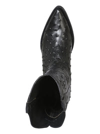 El General El Señor de los Cielos Men's Western Boots–Imitation Ostrich Leather Black 40836 - OriginalWestern.com