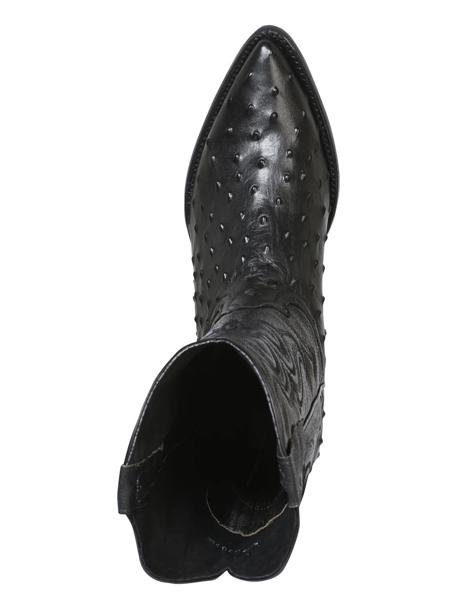El General El Señor de los Cielos Men's Western Boots–Imitation Ostrich Leather Black 40836 - OriginalWestern.com