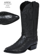 El General El Señor de los Cielos Men's Western Boots–Imitation Ostrich Leather Black 40836 - OriginalWestern.com