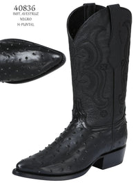 El General El Señor de los Cielos Men's Western Boots–Imitation Ostrich Leather Black 40836 - OriginalWestern.com