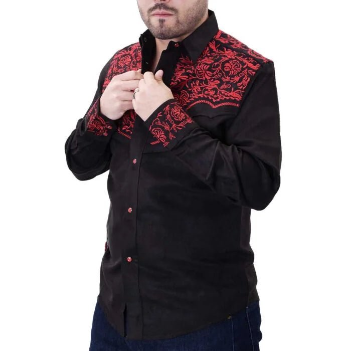 El General - Embroidered Suede Western Shirt WD Boots 808 WD-11-922 - OriginalWestern.com