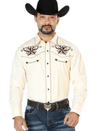 El General Embroidery Western Shirt Beige/Black 126684 - OriginalWestern.com