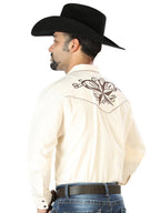 El General Embroidery Western Shirt Beige/Black 126684 - OriginalWestern.com