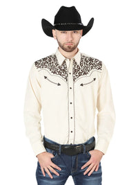The General Embroidery Western Shirt - Beige/Black 44193