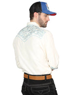 The General Embroidery Western Shirt - Beige/Blue 44199