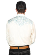 The General Embroidery Western Shirt - Beige/Blue 44199