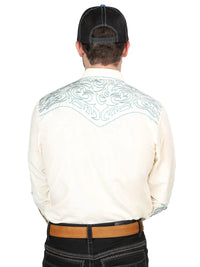 The General Embroidery Western Shirt - Beige/Blue 44199
