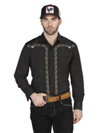 The General Embroidery Western Shirt Black/Gold 44200