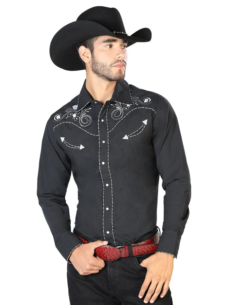 The General Embroidery Western Shirt Black/White 42940