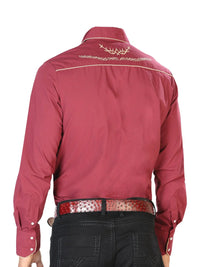 The General Embroidery Western Shirt Burgundy/Gold 42951