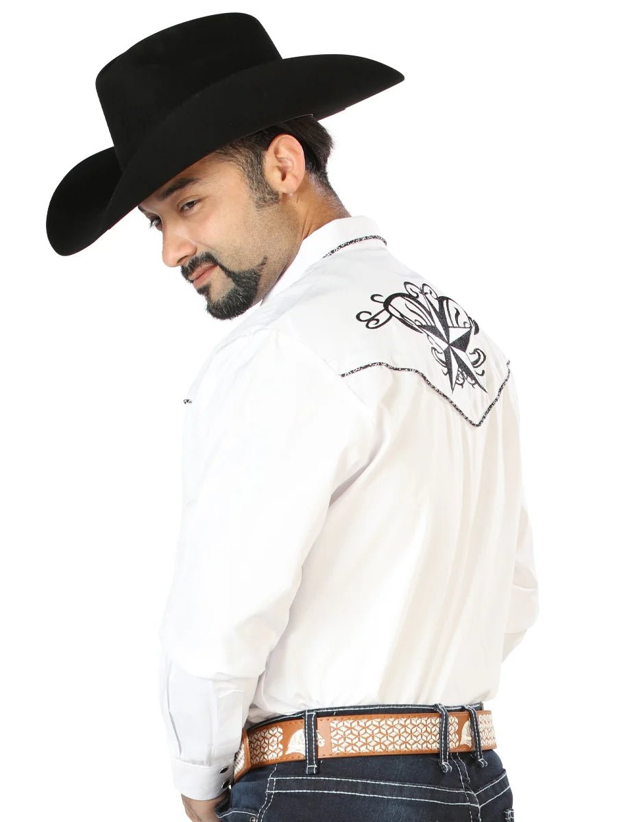 El General Embroidery Western Shirt White/Black 126683 - OriginalWestern.com
