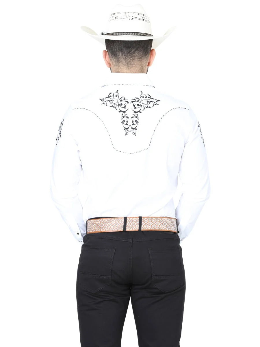 The General Embroidery Western Shirt White/Black 40991