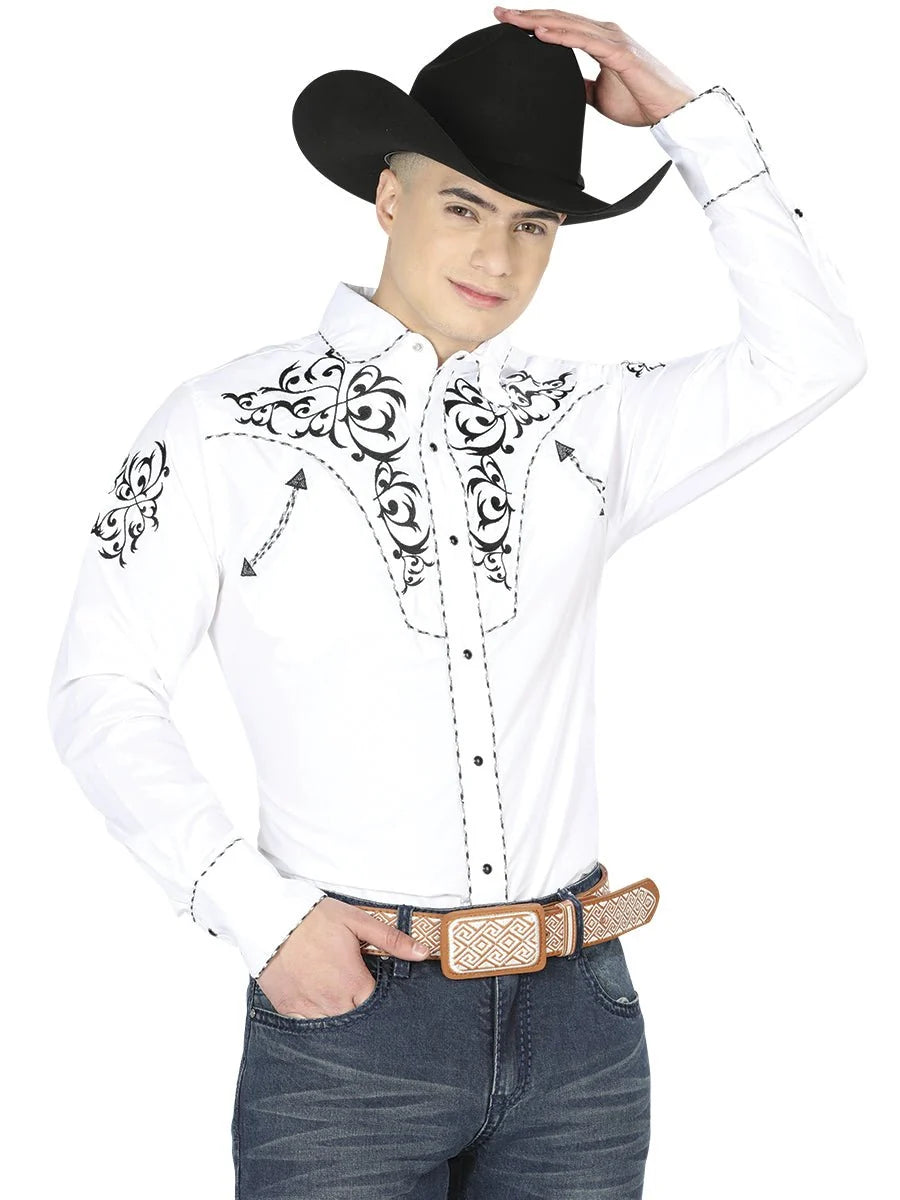 The General Embroidery Western Shirt White/Black 40991