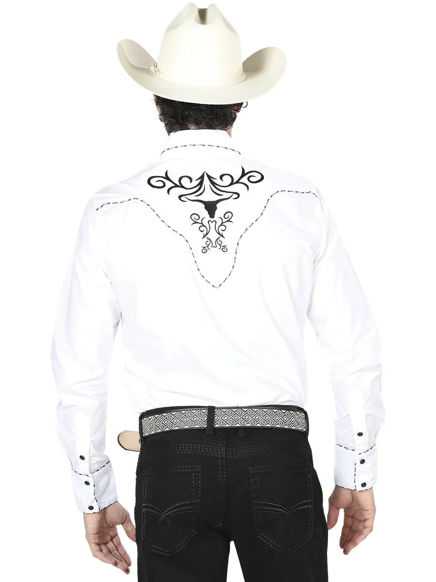 The General Embroidery Western Shirt White/Black 41004