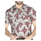 El General - Gray Short-Sleeve Western Shirt with Geometric Patterns 44446 - OriginalWestern.com