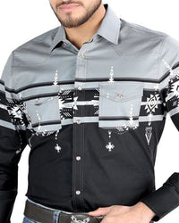 El General - Gray Tribal Western Shirt for Men 44452 - OriginalWestern.com