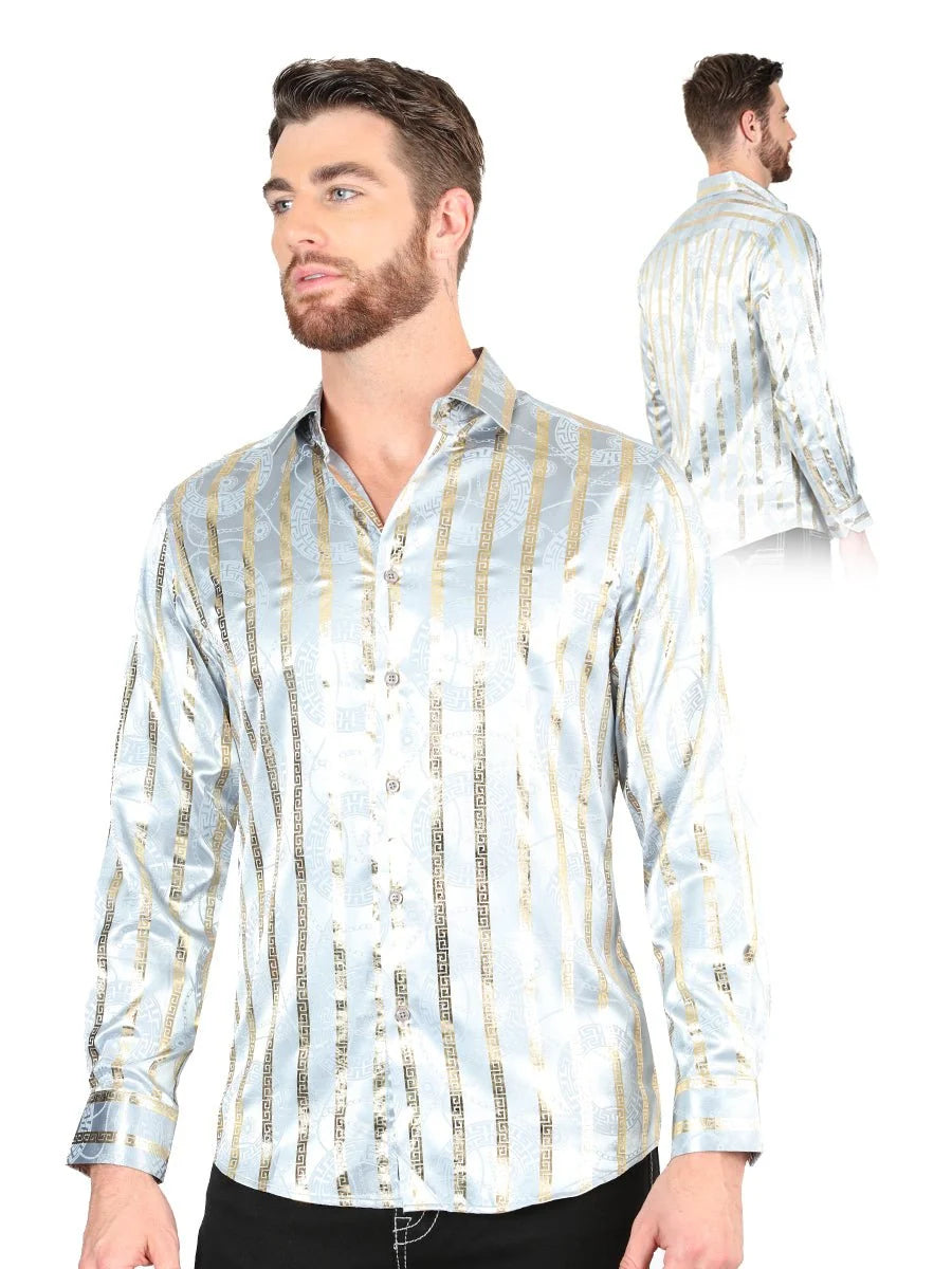 El General - Casual Long Sleeve Shirt - Grey/Gold  44578