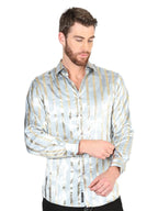 El General - Casual Long Sleeve Shirt - Grey/Gold  44578